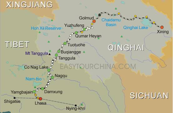 Qinghai-Tibet train route (Xining - Lhasa),Click This To See The Big One